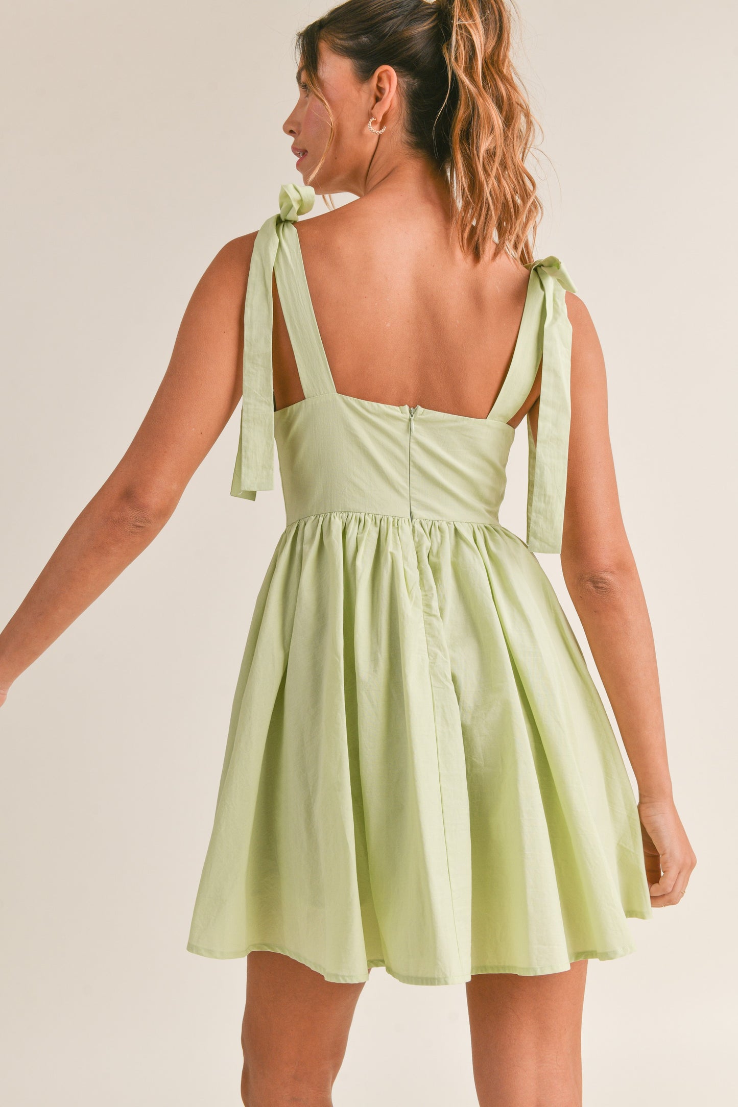 Priscilla Babydoll Mini Dress - Apple Green